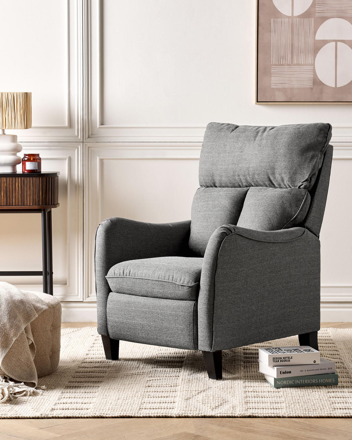 SESSEL grau manuell verstellbar Royston - Schwarz/Grau, Textil (68/108/73cm) - Beliani