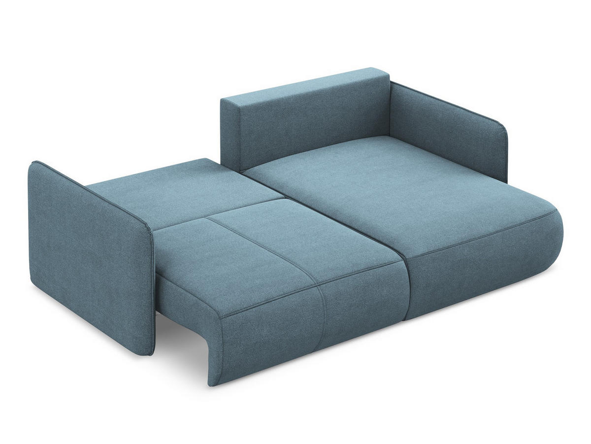 ECKSOFA mit Schlaffunktion Strukturstoff Stoff Blau - Blau/Schwarz, Kunststoff/Textil (207/148cm) - Makamii