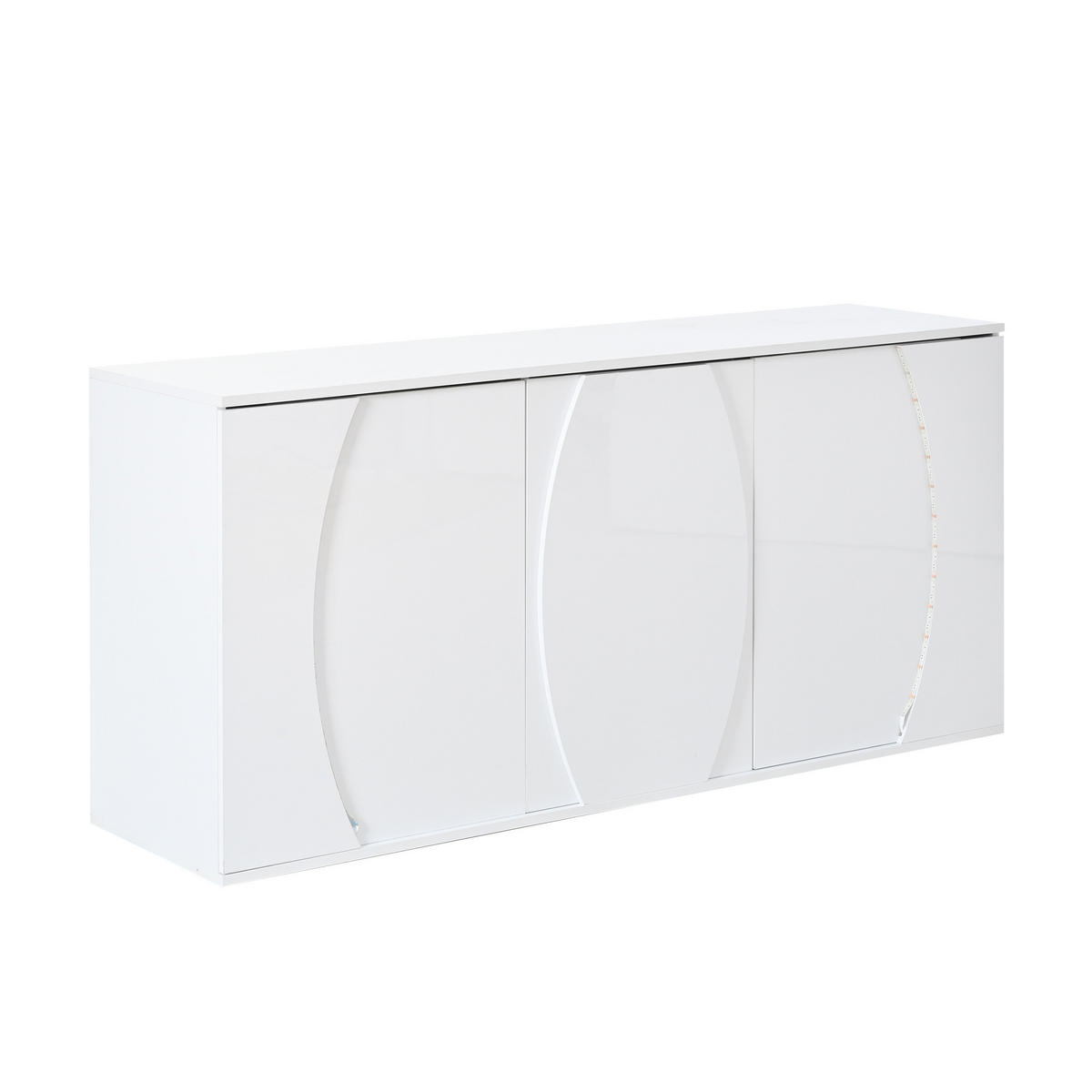 SIDEBOARD 150/40/70 cm in Weiß mit 3 Türen & LED-Beleuchtung - Weiß, Holzwerkstoff (150/70/40cm) - BEAOK