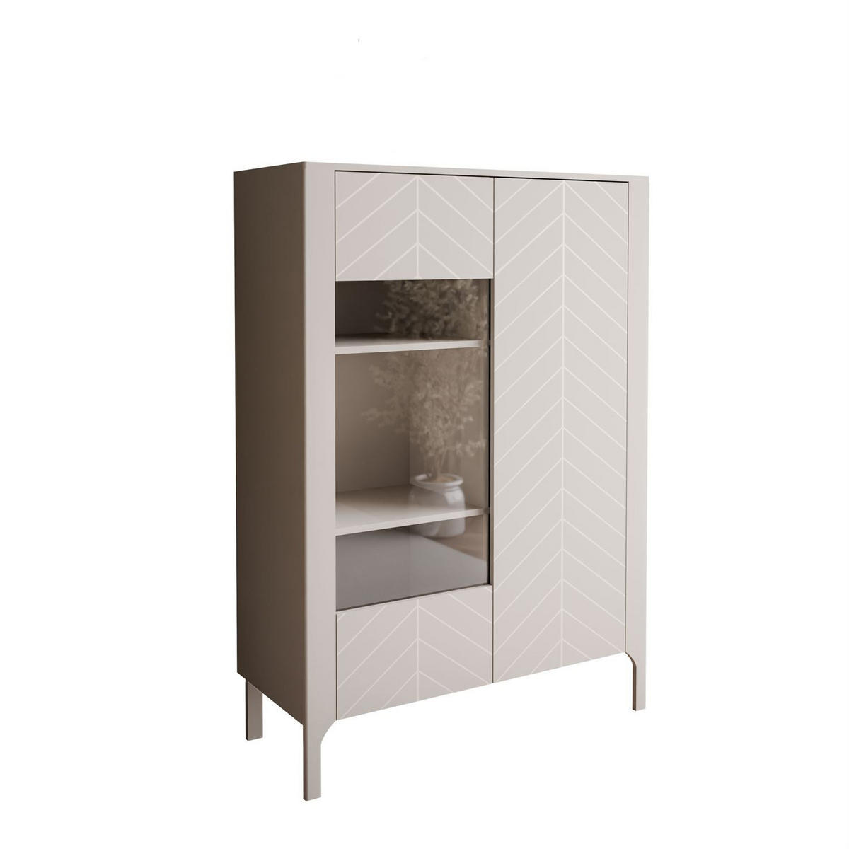 GLASVITRINE LUMI, Kaschmir - Kaschmir, Holzwerkstoff (103/130/41cm) - Lookway