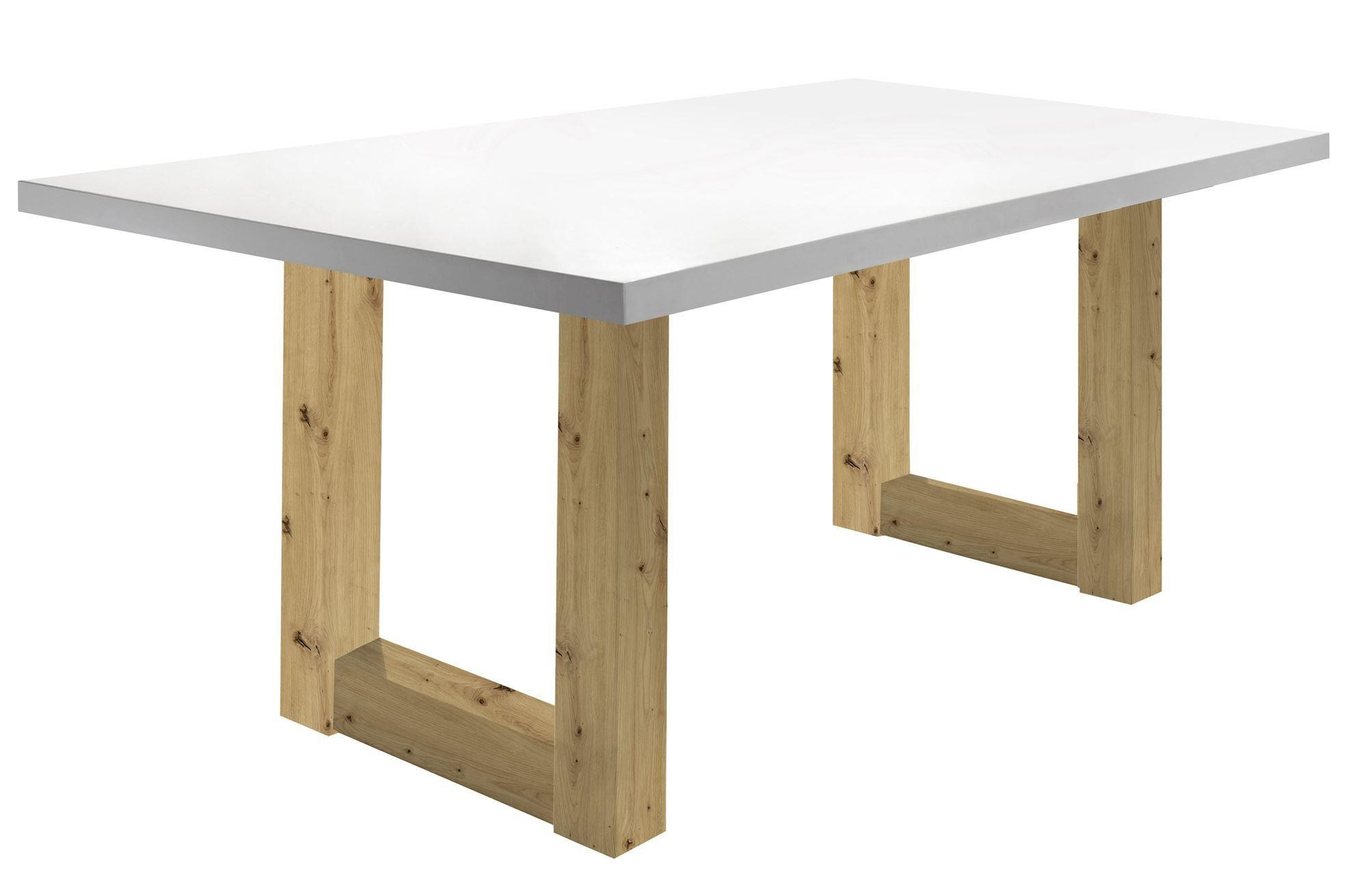 ESSZIMMERTISCH Eila 2 140 x 90 x 75 Esstisch Asteiche/Weiß Matt Lack - Weiß, Holz (140/90/75cm) - 58aufmkessel
