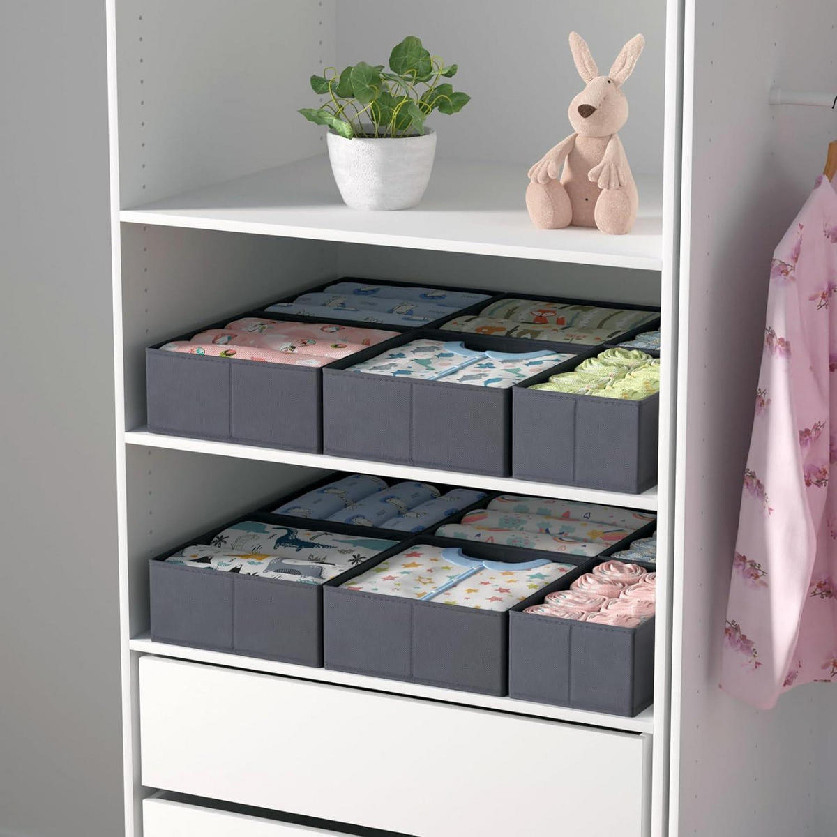 SCHUBLADEN Organizer 6er Set Grau für PAX Schrank 75x58 cm - Multicolor, Textil (24/11/26cm)