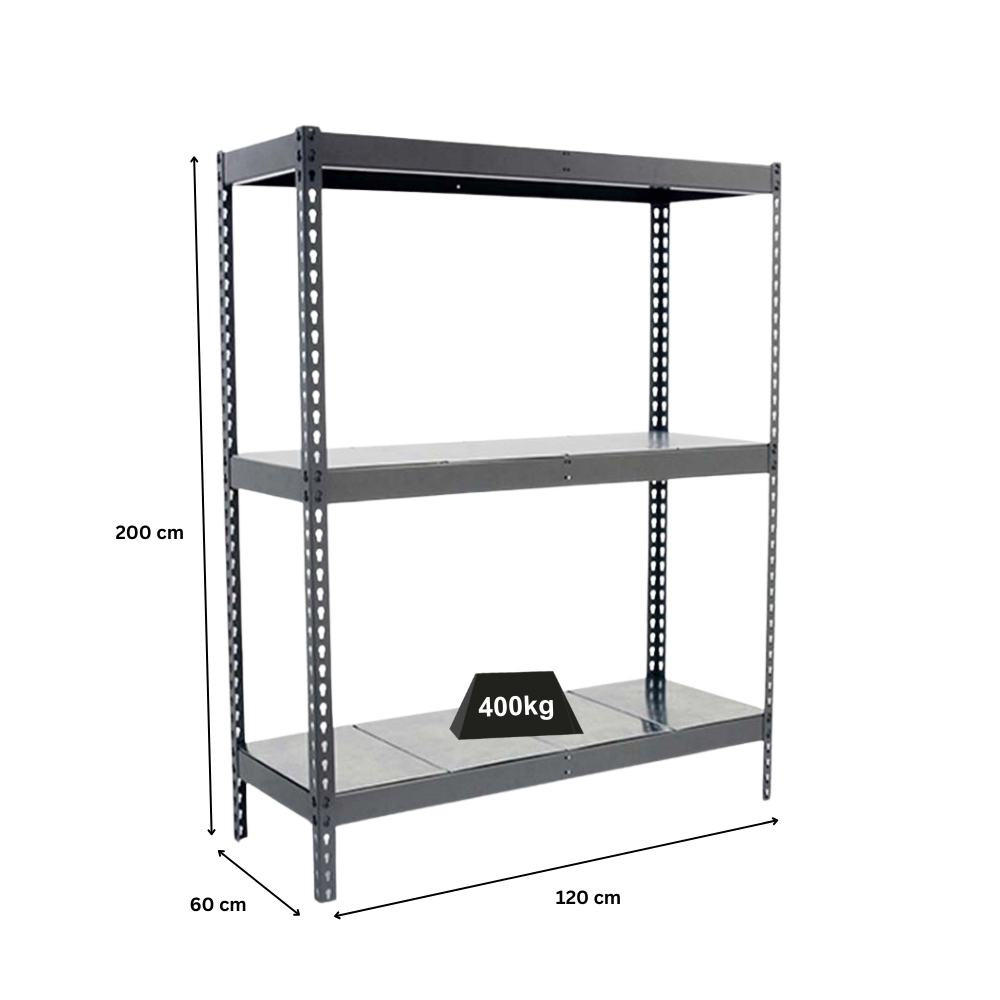 SCHWERLASTREGAL BIG METAL YETI THREE | HxBxT 200x120x60cm | Fachlast 400kg | Grau - Grau, Metall (120/200/60cm) - PROREGAL