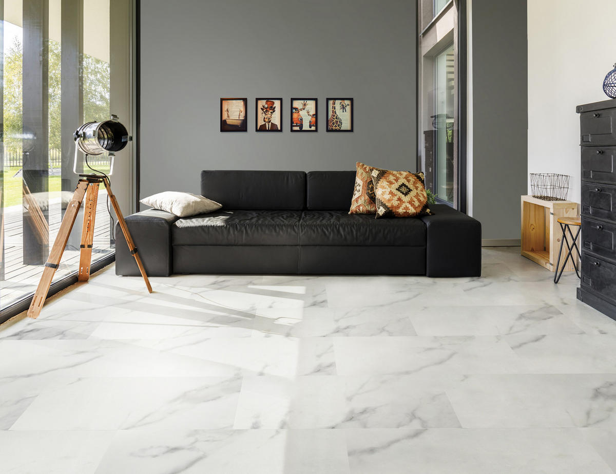 AQUA Click Tiles XL - Wasserdichte Wandpaneele und Bodenpaneele für Badezimmer - Glasgow XL - weiß - 5 Paneele (2,26m²) - Weiß, Kunststoff (95/47.5/0.4cm) - Aqua-Step® 
