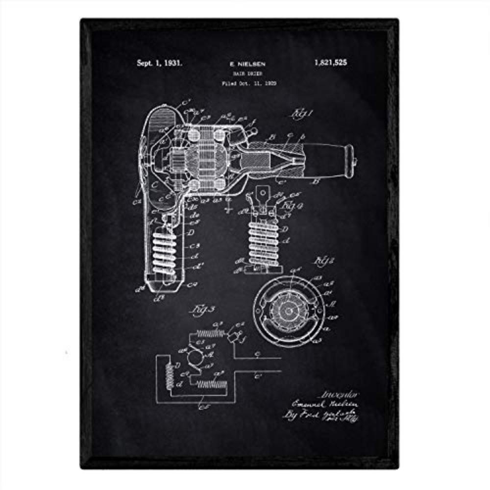 POSTER Haartrockner Patent A3 Rahmenlos - Klar, Papier (29.7/5/42cm) - Nacnic