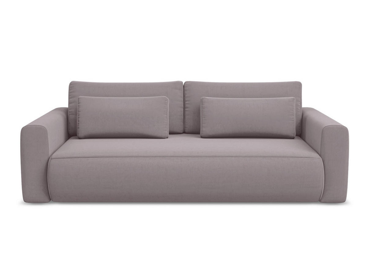 3-SITZER SOFA mit Schlaffunktion Samt Stoff Violett - Lila/Flieder, Kunststoff/Textil (238/82/105cm) - Makamii