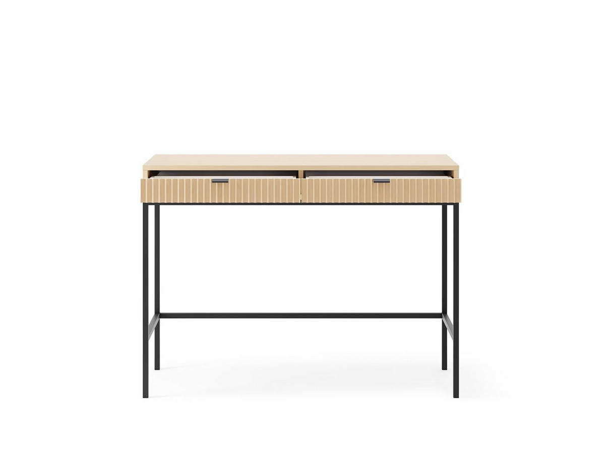 SCHMINKTISCH Konsolentisch NOVA Vicenza Eiche geriffelt Metallgestell schwarz 104 cm - Braun, Holzwerkstoff (78/104/50cm) - Bettso