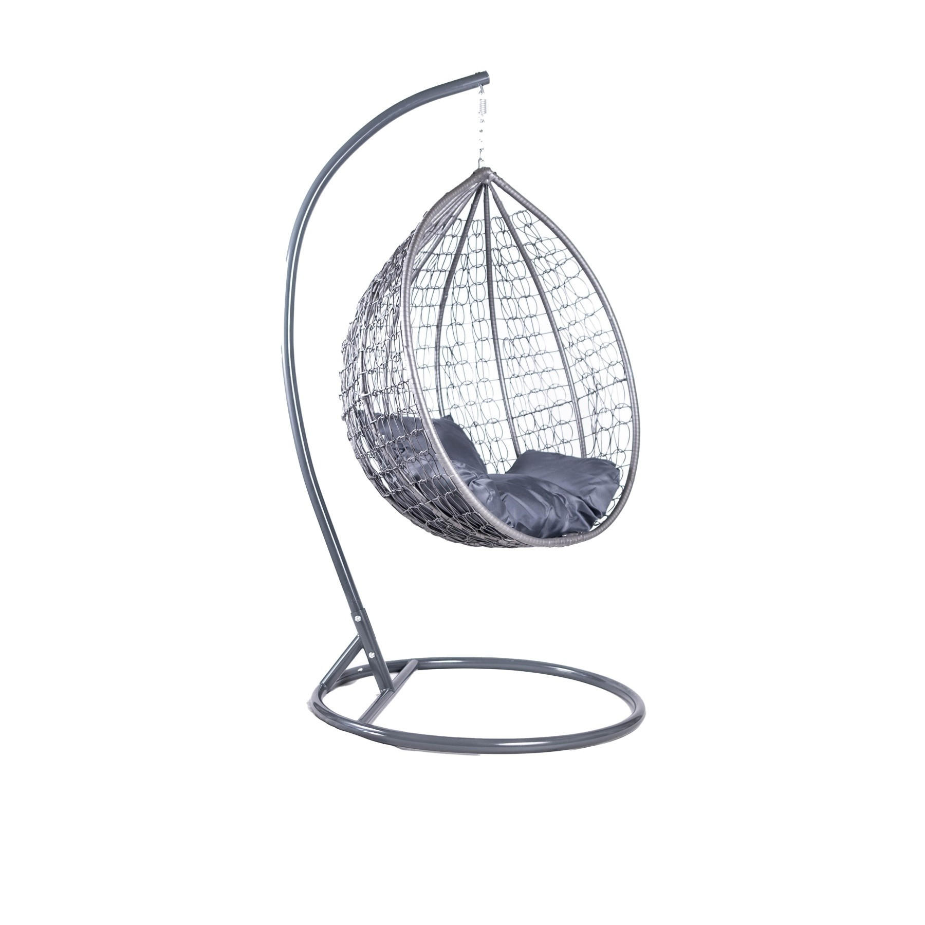 HÄNGESESSEL Cobe Grau, Graphit Kissen, Garten Hängesessel Kokon aus Technorattan - Graphitfarben/Grau, Kunststoff/Metall (107/198/68cm) - Bettso