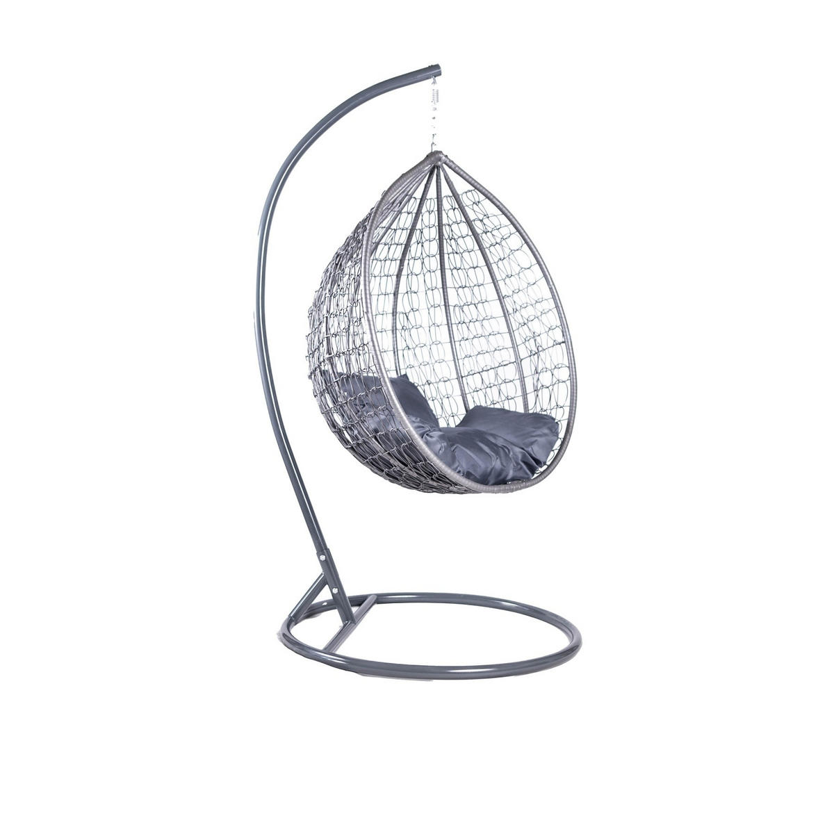 HÄNGESESSEL Cobe Grau, Graphit Kissen, Garten Hängesessel Kokon aus Technorattan - Graphitfarben/Grau, Kunststoff/Metall (107/198/68cm) - Bettso