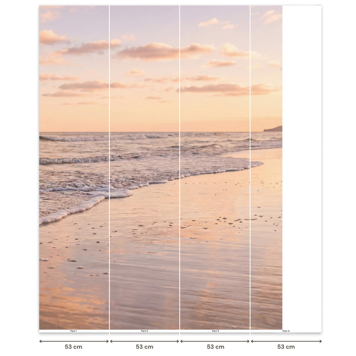 TAPETE - Strand - Brandung - Wolken - 200x260 cm - Hellrosa, Papier (200/260cm) - OnlyWow