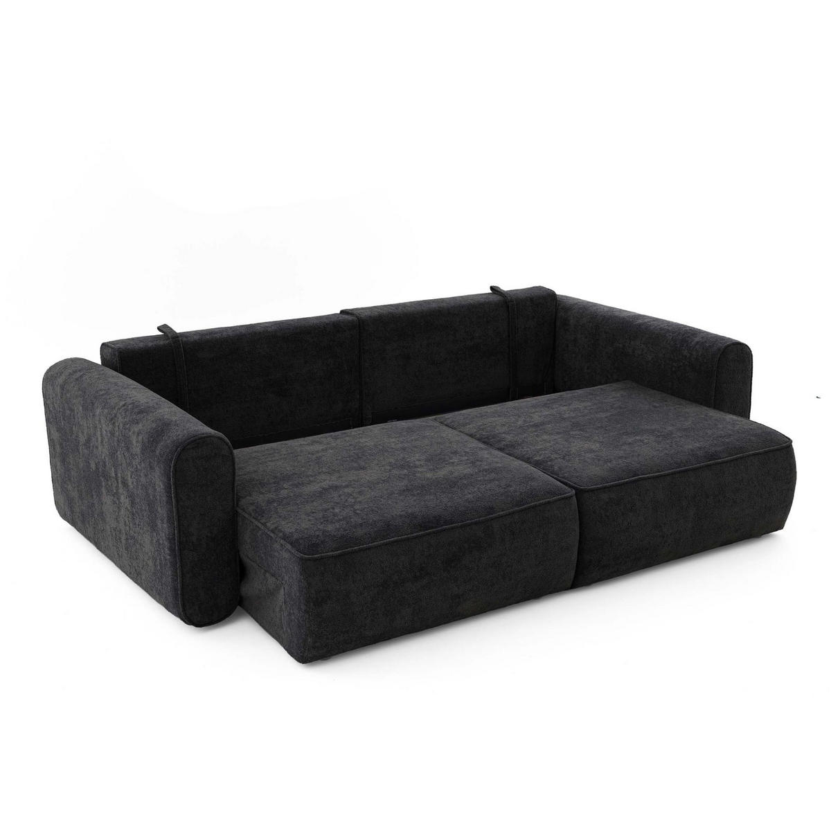 ECKSOFA MOTION mit Schlaffunktion 130x200 Webstoff Schwarz - Schwarz, Holz/Textil (250/166cm) - Muffo