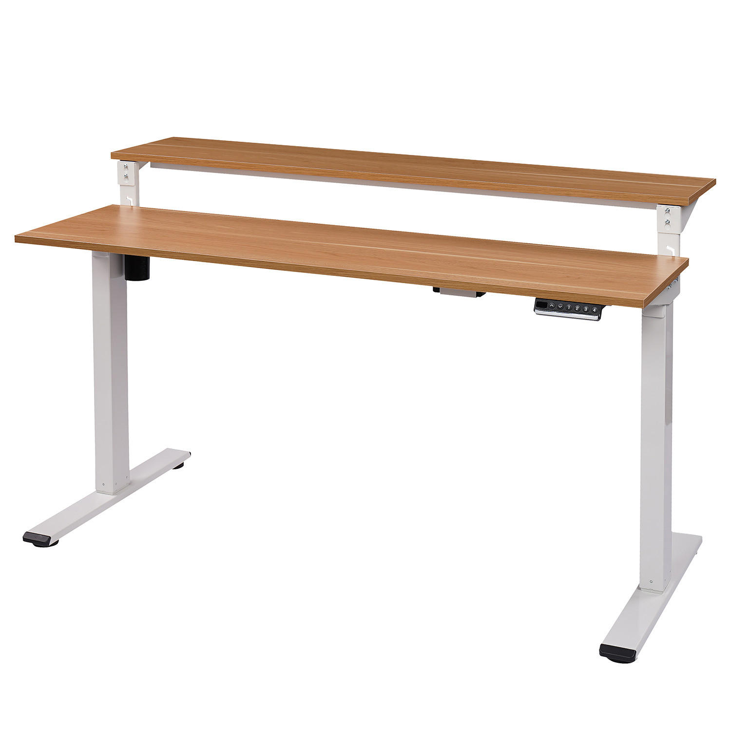 SCHREIBTISCH - Höhenverstellbar - Eiche Dekor / Weiß - Braun/Weiß, Holzwerkstoff/Metall (40/140/73cm) - home24