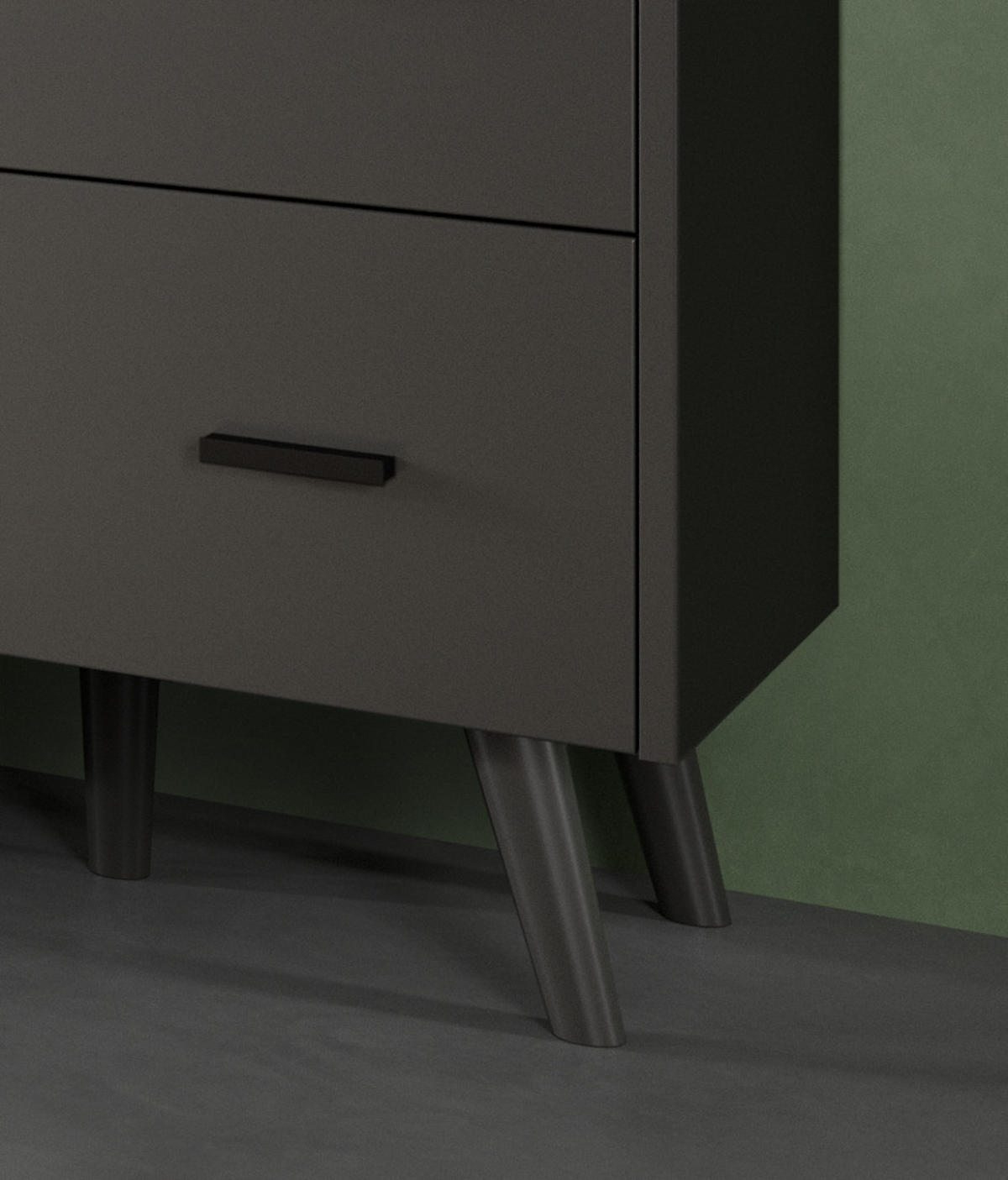 KOMMODE grau matt 84 x 114 cm, HIGHBOARD mit Struktur - Schwarz/Grau, Holzwerkstoff/Metall (84/114/37cm) - Inn.Furn