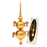 BAUMSPITZE Glöckchen Umsponnen Goldfarbig 33cm (Glas / 1 Stk.) - Goldfarben, Glas (33cm) - Krebs Glas Lauscha