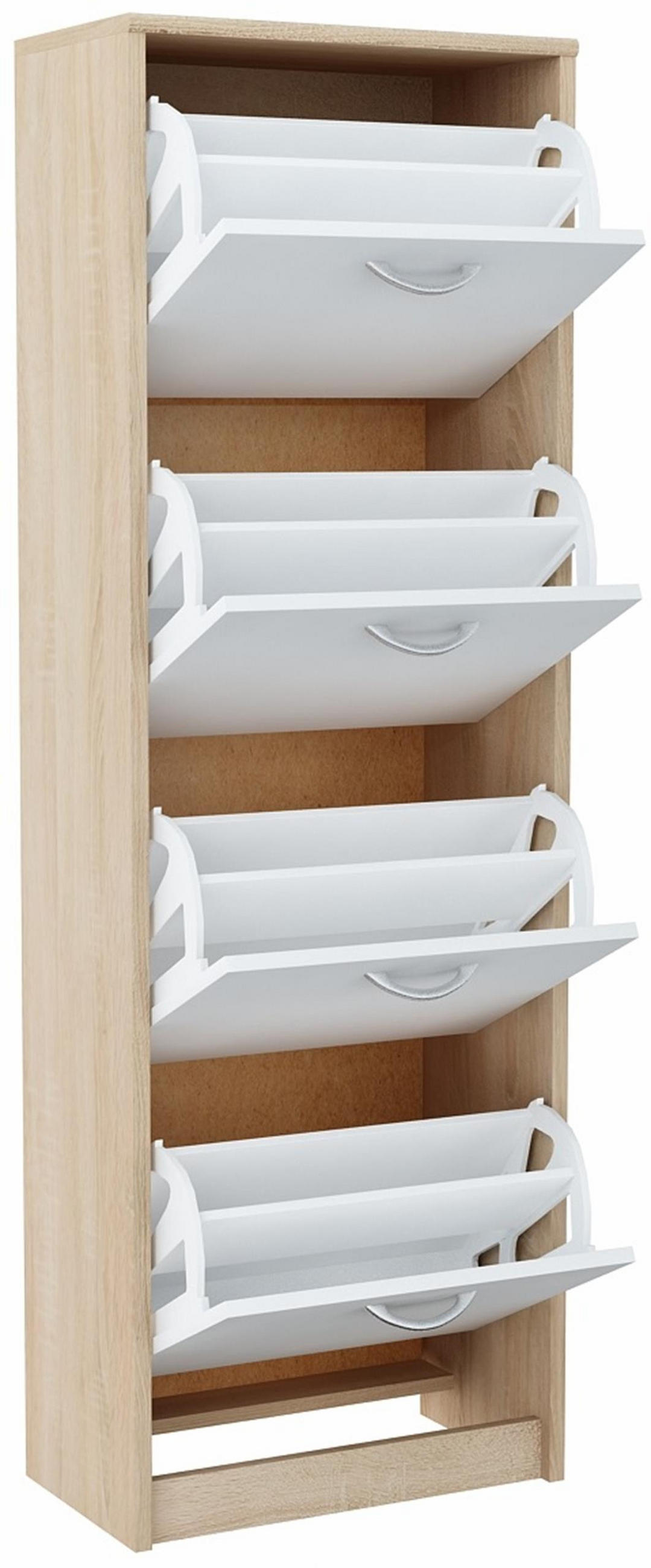 SCHUHSCHRANK 4S Sonoma Eiche–Weiß 50/28/152 cm - Weiß/Sonoma Eiche, Holzwerkstoff (50/152/28cm) - Matkam Möbel