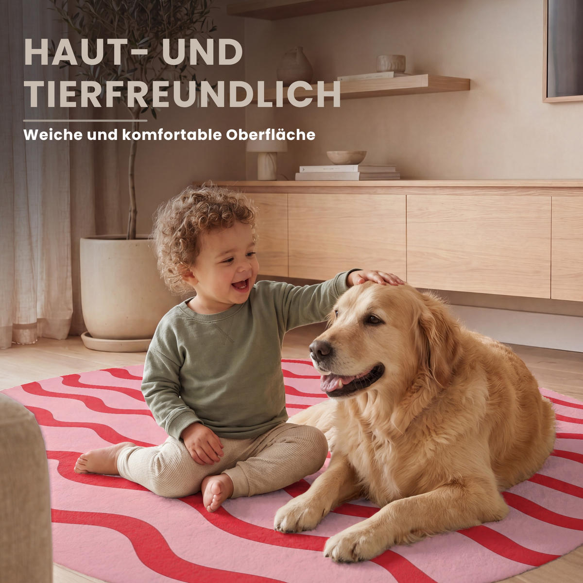 TEPPICH - Verspielt - Muster - Rot - 120x120 cm - Rot, Kunststoff/Textil (120/0.4cm) - OnlyWow