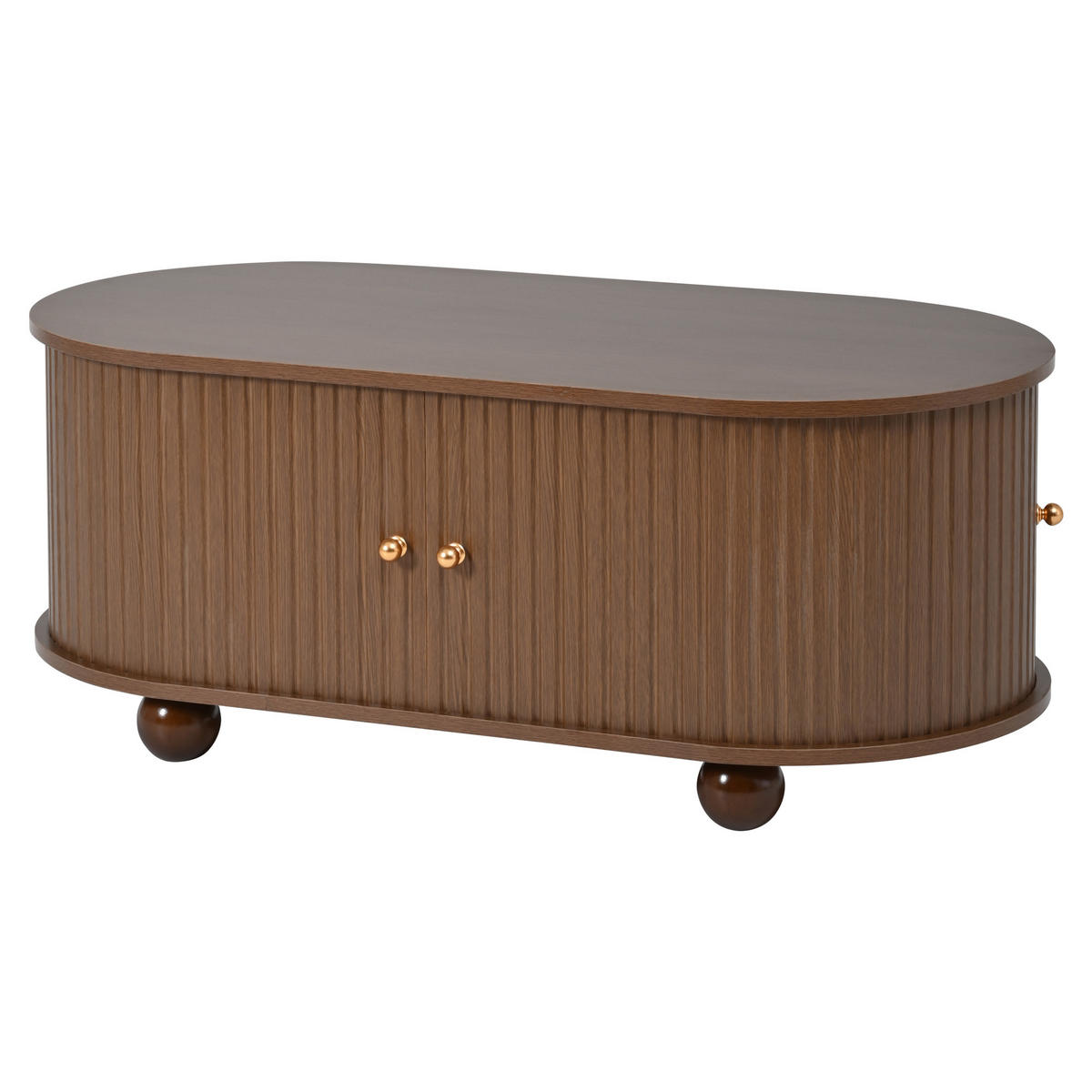 COUCHTISCH 100/50/40 cm, Walnuss, mit Stauraum und 360° Schiebetüren - Walnussfarben, Holz/Holzwerkstoff (50/100/40cm) - CHICFURN
