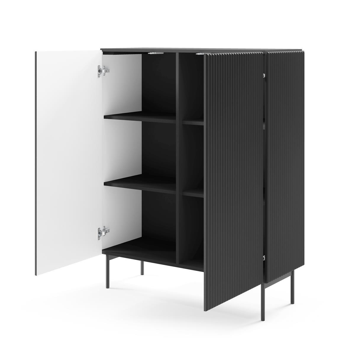 HIGHBOARD Tutti Schwarz, Hochkommode - Schwarz, Holzwerkstoff/Metall (99/123/40cm) - Bettso