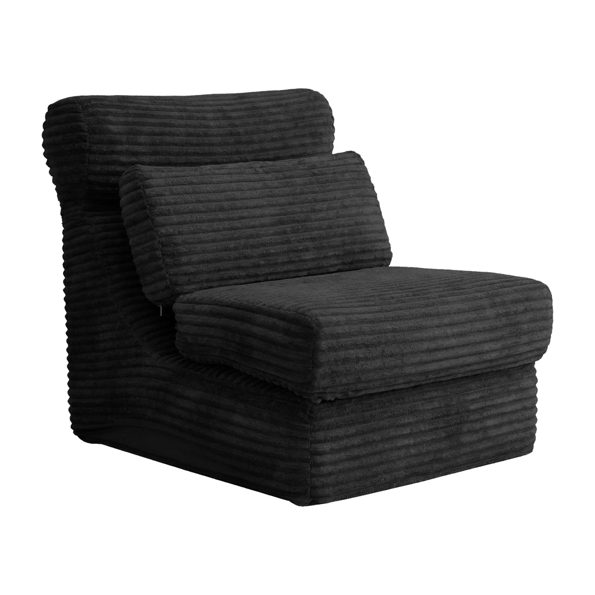SCHLAFSESSEL 2-in-1 Bodensofa & Schlafsessel in Cord-Optik Montagefreii - Schwarz, Textil (83/83/83cm) - Urban Meuble