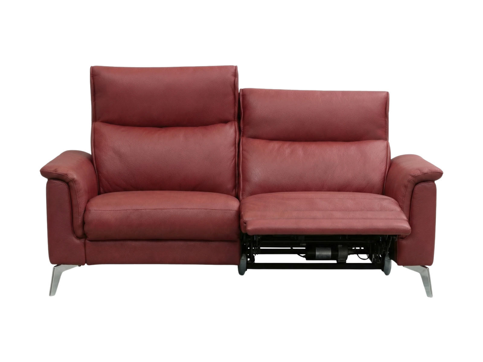 2-SITZER Sofa Borea Echtleder mit 1 x Relaxfunktion Rot - Rot, Leder/Metall (176/102/98cm)