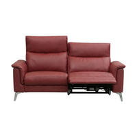 2-SITZER Sofa Borea Echtleder mit 1 x Relaxfunktion Rot - Rot, Leder/Metall (176/102/98cm)