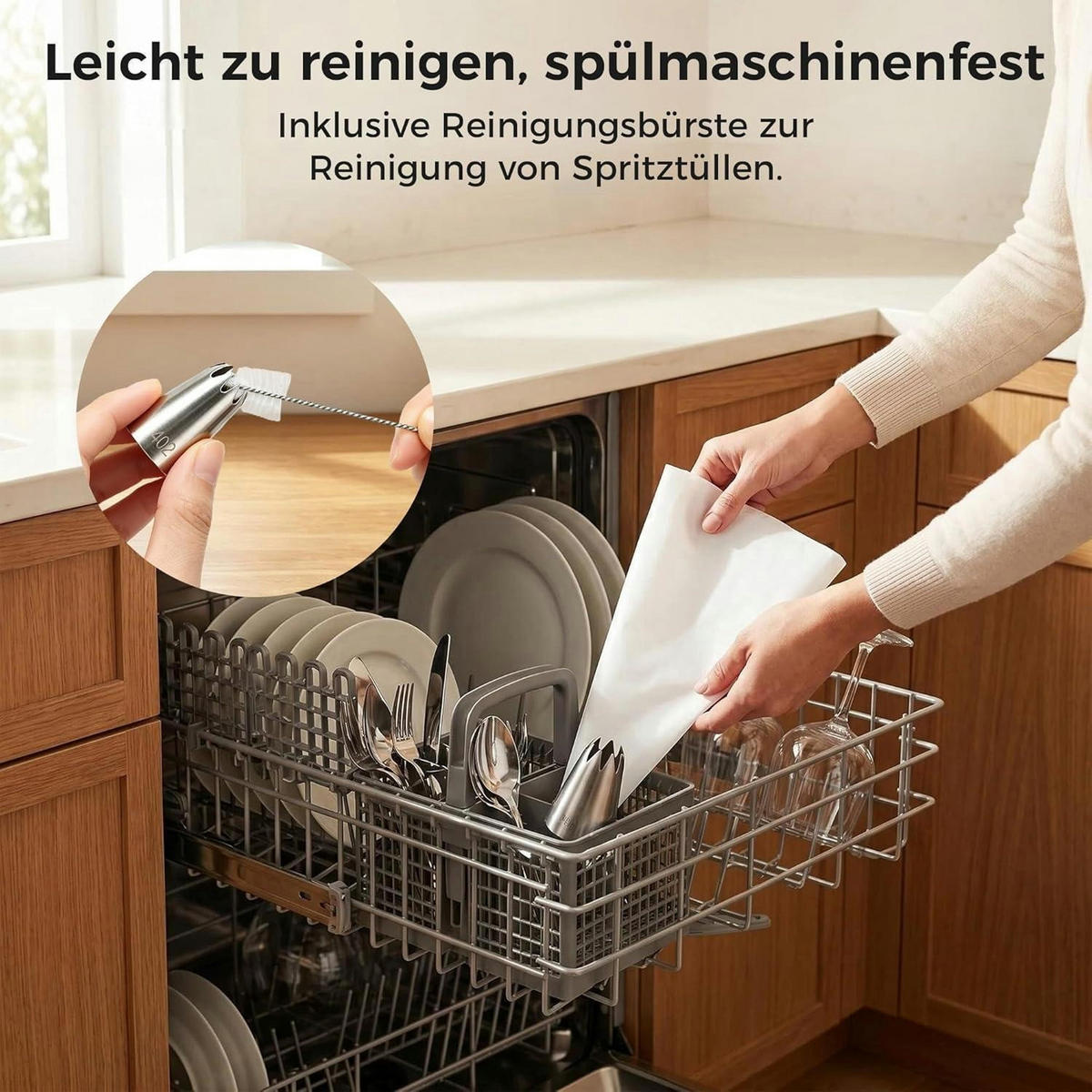 SPRITZBEUTEL Set 38-teilig mit 2 Baumwoll-Spritztüten 30 & 35 cm - Weiß, Textil (21/1/35cm)