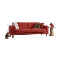 SOFA Charm 2-Sitzer Bouclé Rot - Rot, Holz/Textil (185/84/90cm)