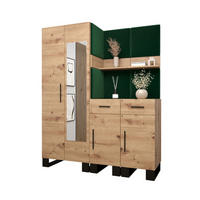 GARDEROBEN-SET 196/158/45,6 - Waldgrün/Schwarz, Holz/Kunststoff (158/196/45.6cm) - Abiks Möbel