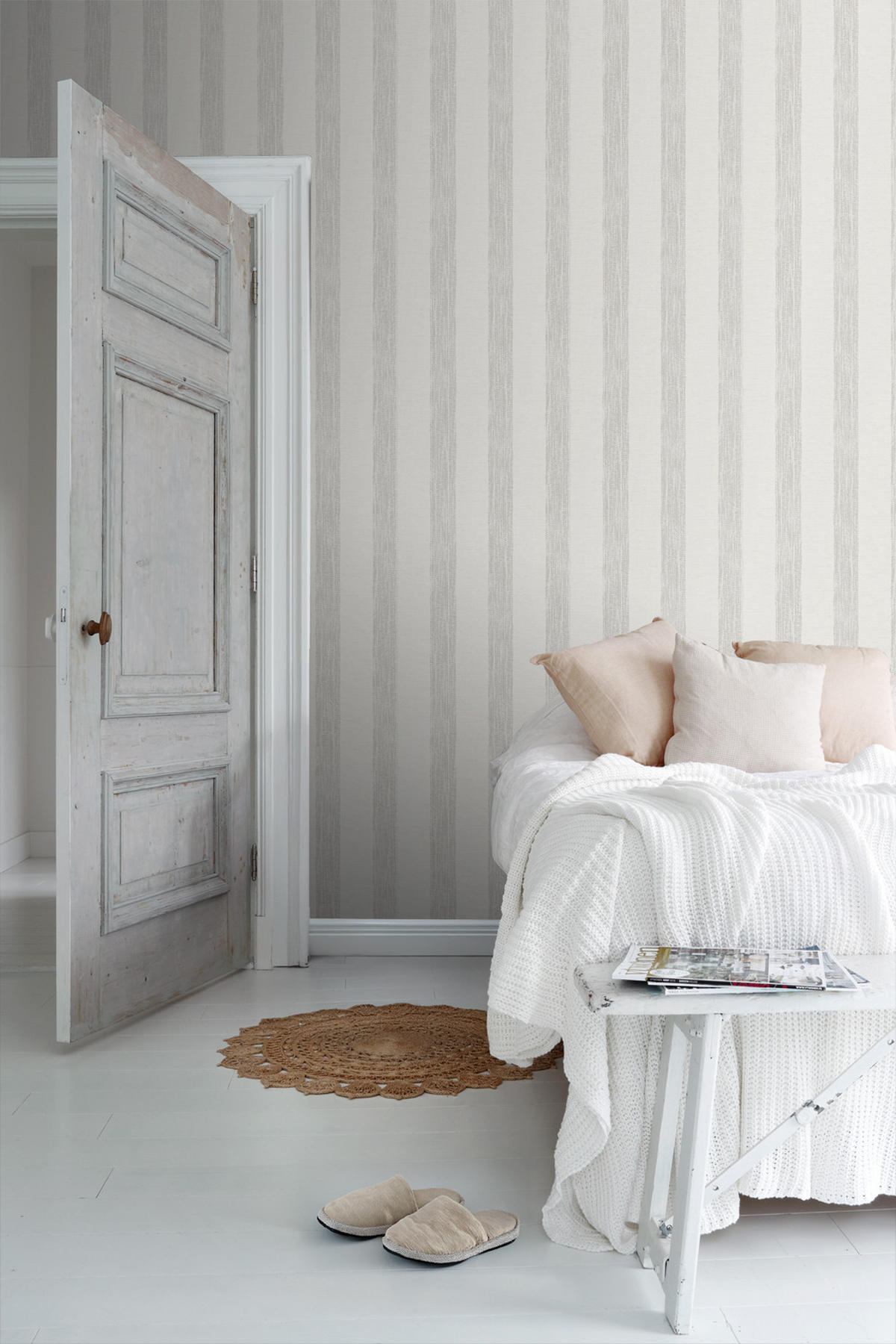 TAPETE gemalte Streifen 53 cm x 10,05 m - Grau, Papier (53/1000cm) - Sanders & Sanders