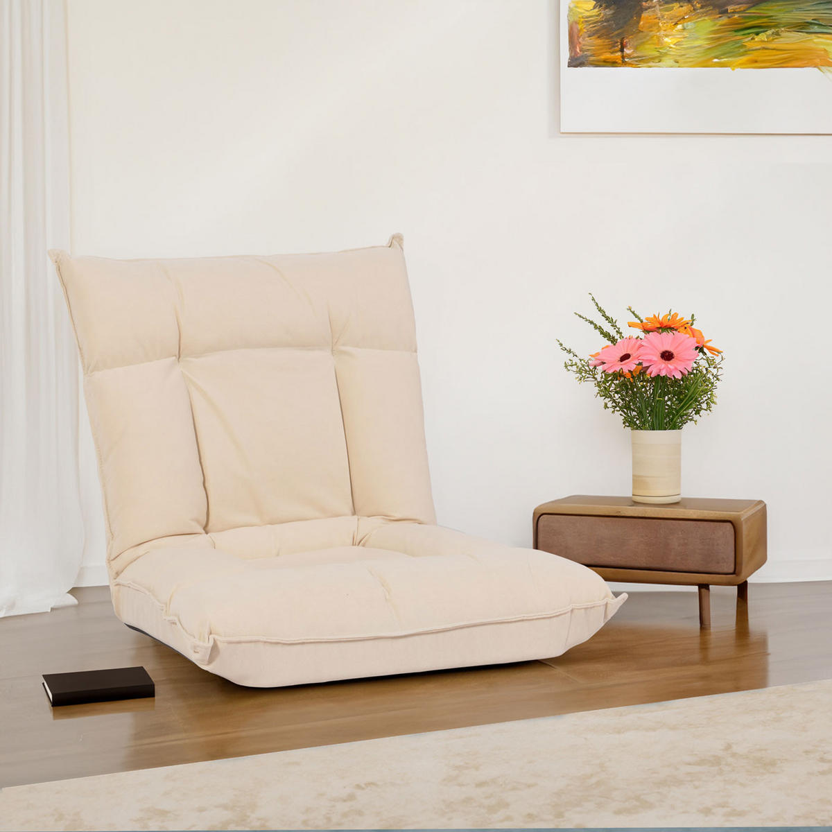 BODENSESSEL Beige - Beige, Textil (110/14/57cm) - MCW