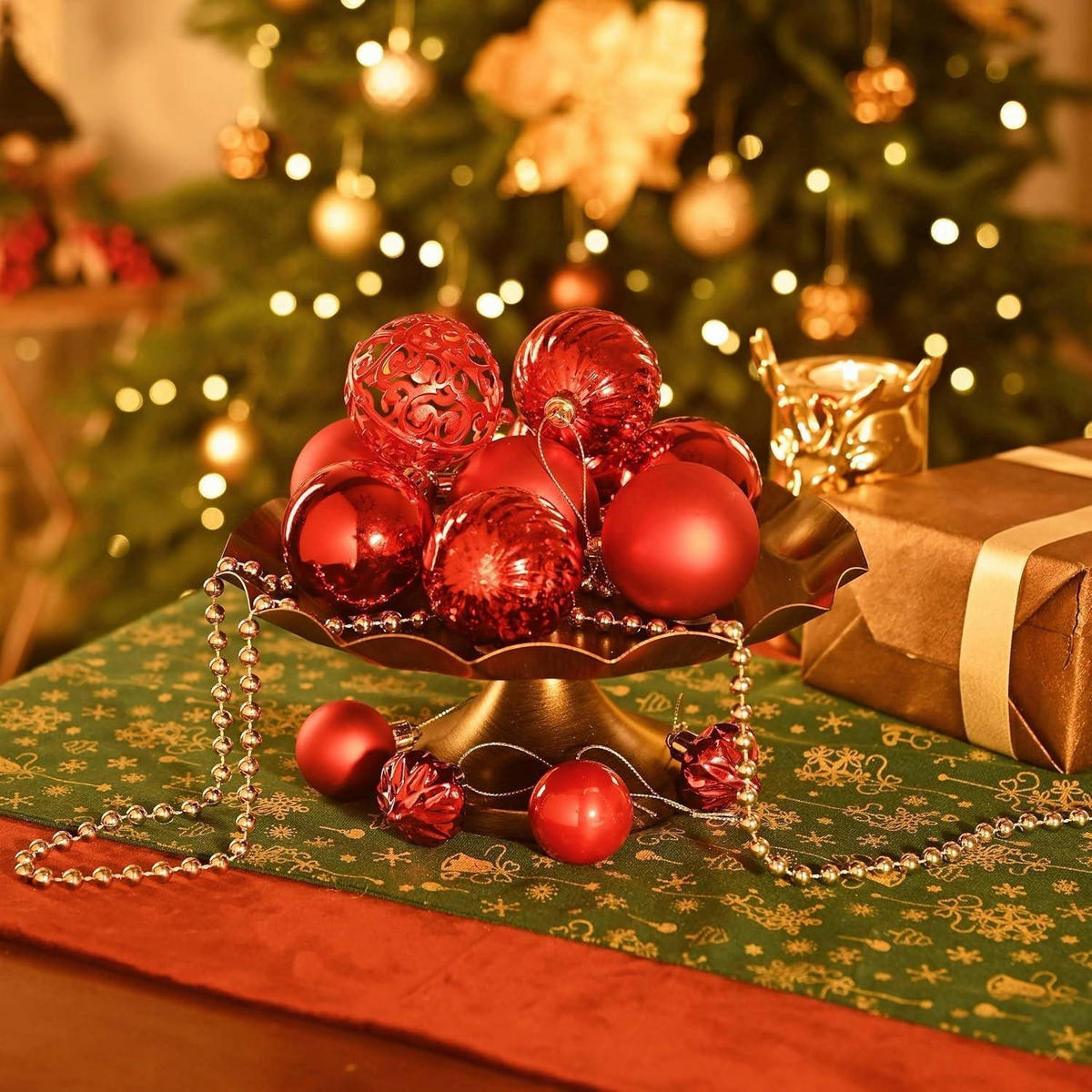 CHRISTBAUMKUGELN 100 Stück Set Rot - Rot, Kunststoff (6/6/6cm)