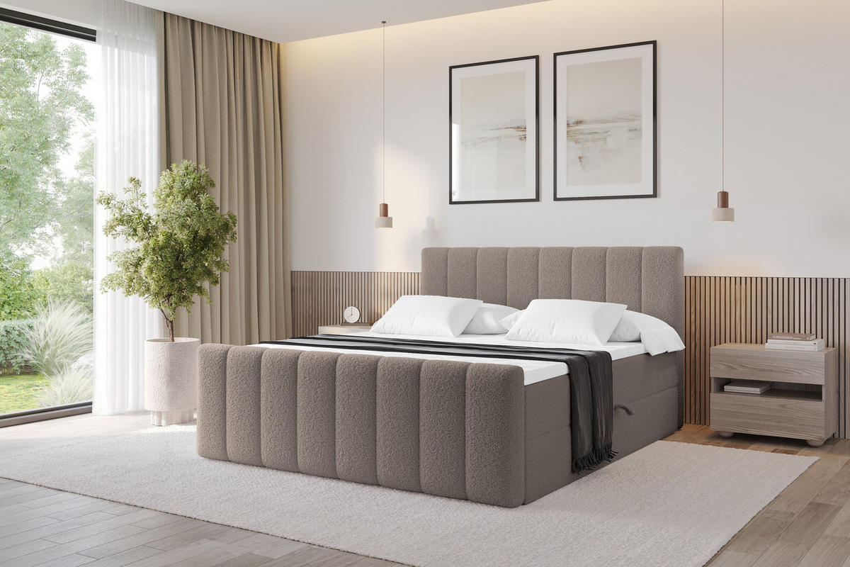KONTINENTÁLNÍ POSTEL s matrací H3 - OTTA-Z - 120x200 cm Hnědá - hnědá, kompozitní dřevo (120/200cm) - ALTDECOR