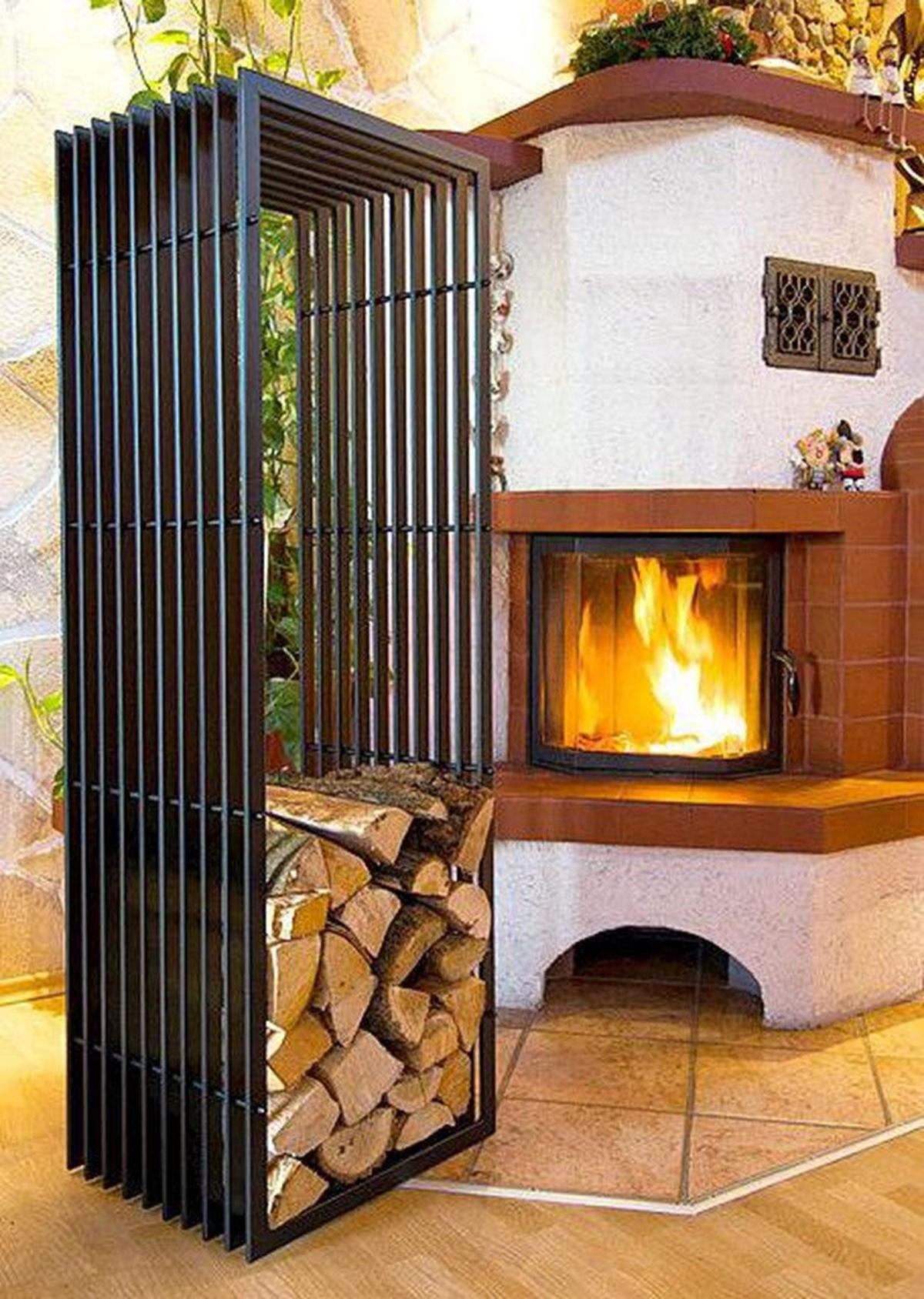 KAMINHOLZREGAL D-Stil Metall Schwarz 50/40/150 cm - Schwarz, Metall (150/50/40cm) - DanDiBo