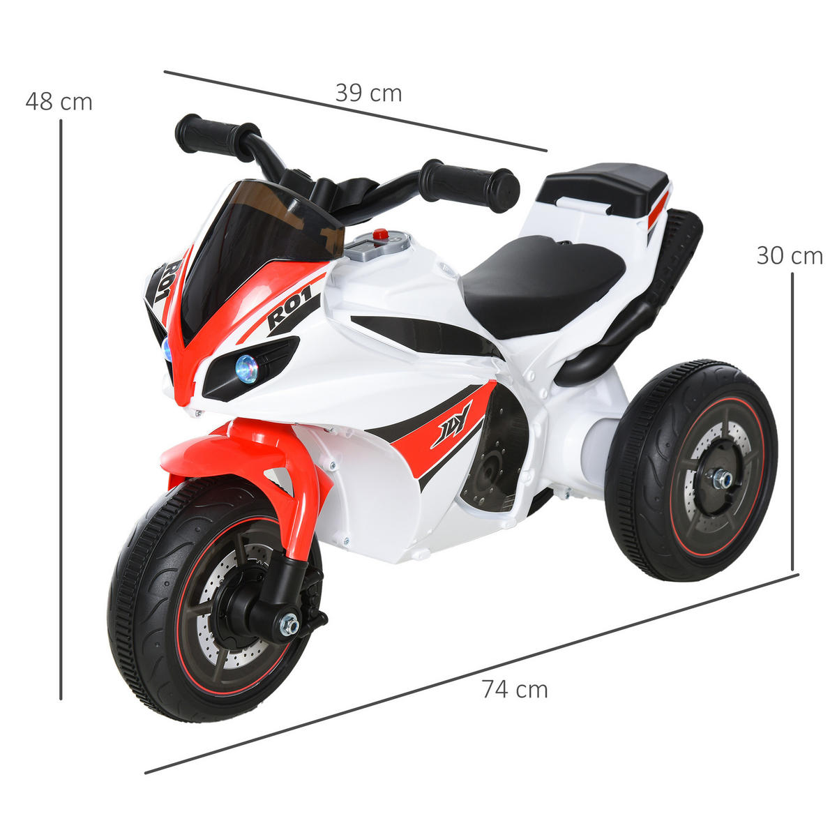 KINDER RUTSCHAUTO, Weiß+Rot, PP+ Metall - Weiß, Kunststoff (74/39/48cm) - HOMCOM