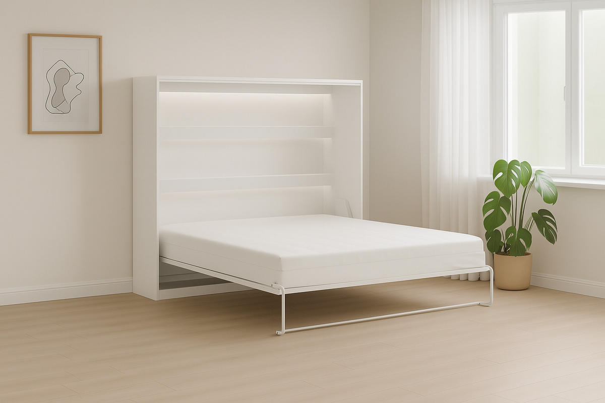 SCHRANKBETT Perfekt 160x200 Ein Horizontales Vereint Mit Matratze Weiß - Weiß, Holz (160/200cm) - Kaiser Möbel