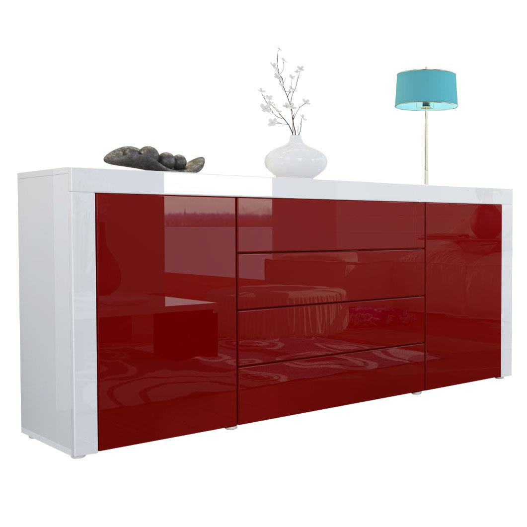 SIDEBOARD La Paz Bordeaux Hochglanz / Weiß Hochglanz - Bordeaux, Holzwerkstoff (167/72/35cm) - Vladon