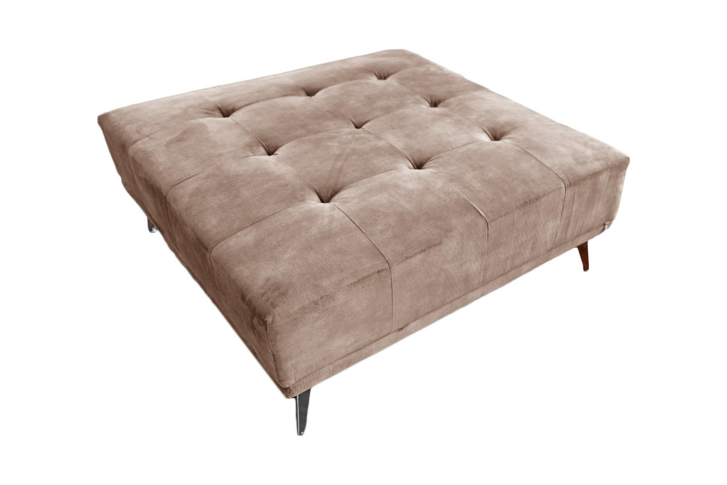 HOCKER WIOLO Taupe Velvet - Taupe/Silberfarben, Textil/Metall (110/42/110cm) - KAWOLA