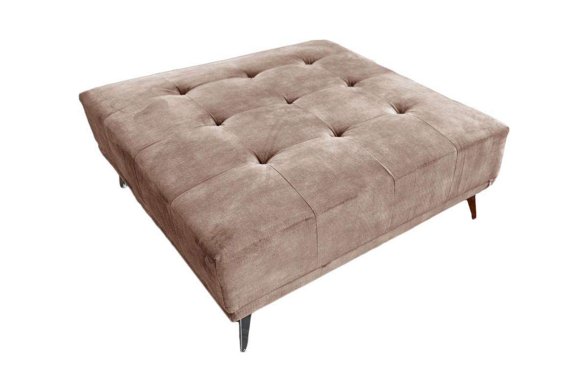 HOCKER WIOLO Taupe Velvet - Taupe/Silberfarben, Textil/Metall (110/42/110cm) - KAWOLA