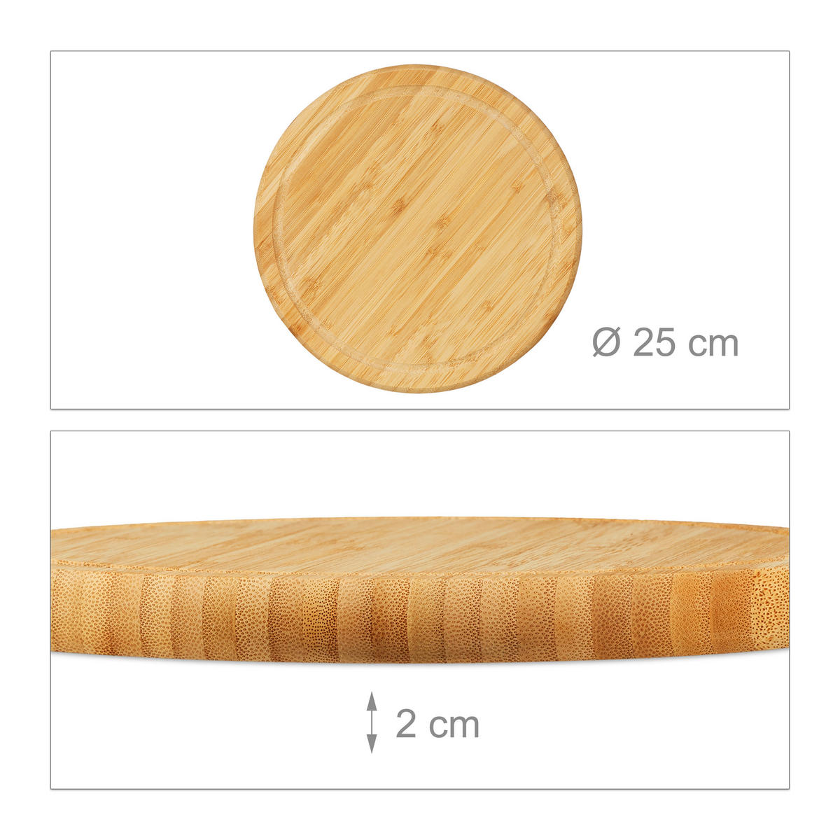 FRÜHSTÜCKSBRETTCHEN Set - Hellbraun, Holz (25/25cm) - Relaxdays