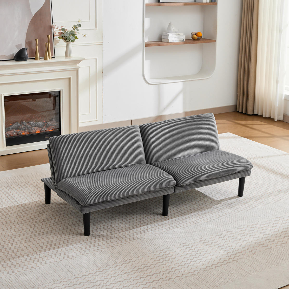 SCHLAFSOFA 167/43/67 cm in Grau Cord - Grau, Textil (86/67/168cm) - Oxeza