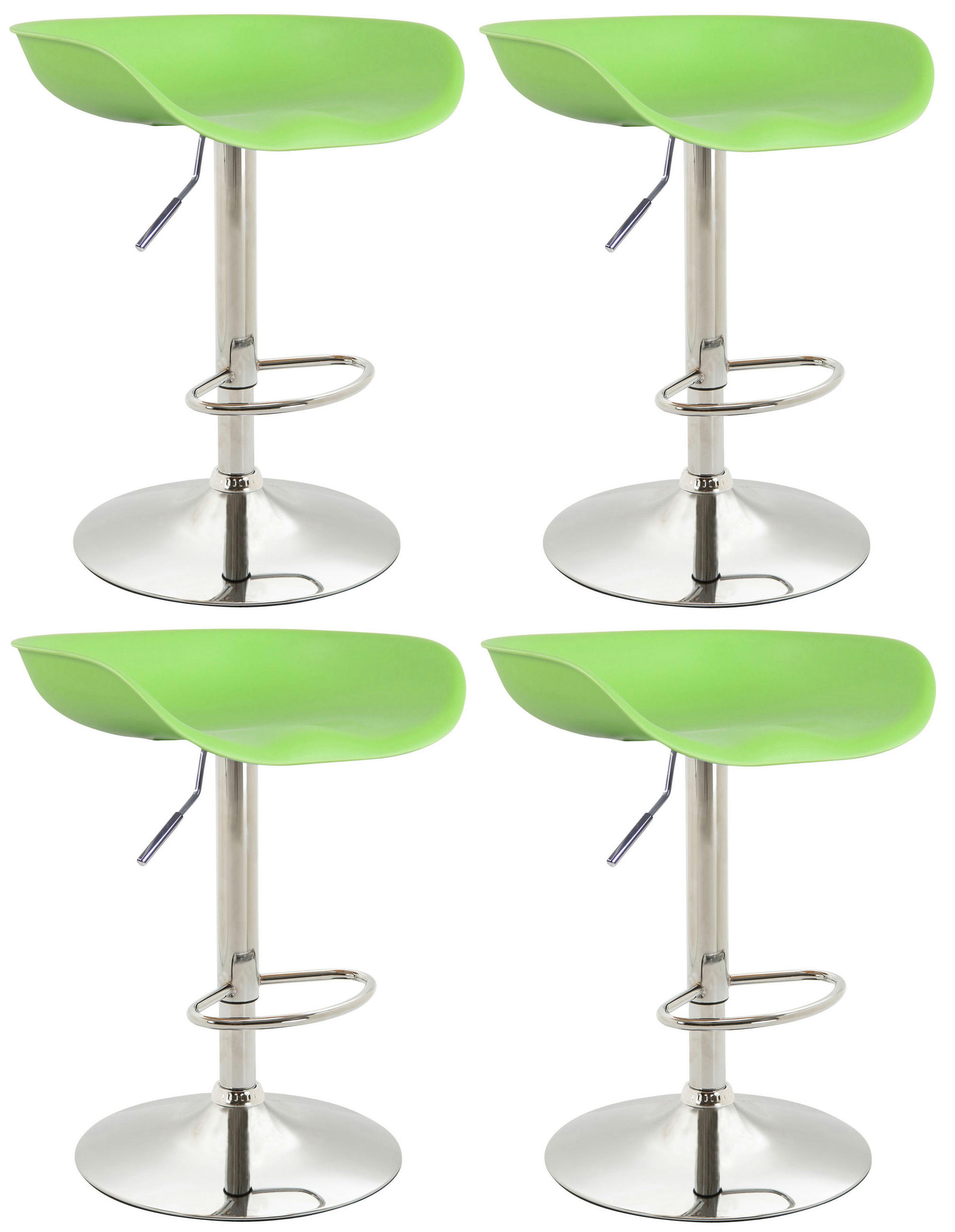 BARHOCKER 4er Set Kunststoff grün - Chromfarben/Grün, Kunststoff/Metall (52/67/43cm) - CLP