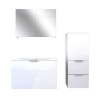 BADMÖBEL Set Gently 1 V2 R Weiß MDF Waschtisch 80cm - Weiß, Glas/Kunststoff (46/52/80cm) - AcquaVapore by Sandra Jentho