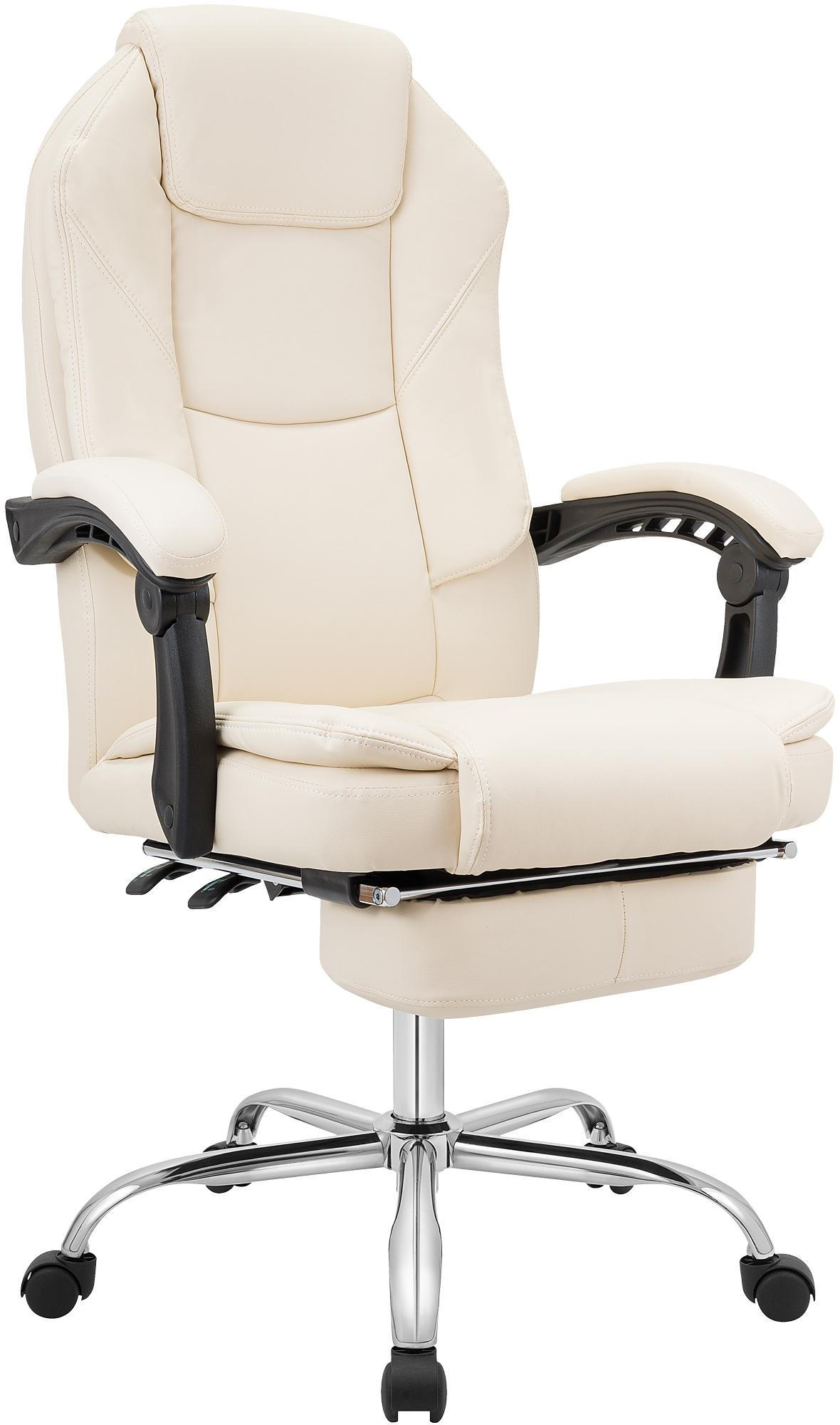 CHEFSESSEL Lederlook Creme - Chromfarben/Creme, Textil/Metall (67/114/64cm) - CLP