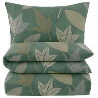 BIBER-BETTWÄSCHE 155x220 - Kuschelig warmer Flanell Bettbezug aus 100% Baumwolle für Herbst & Winter - Blätter Grün - Grün, Textil (155/220cm) - Carpe Sonno