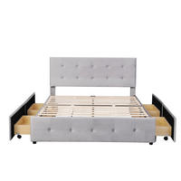 POLSTERBETT aus Samtstoff Grau mit 4 Schubladen und Lattenrost - Grau, Textil (140/200cm) - IVMEU