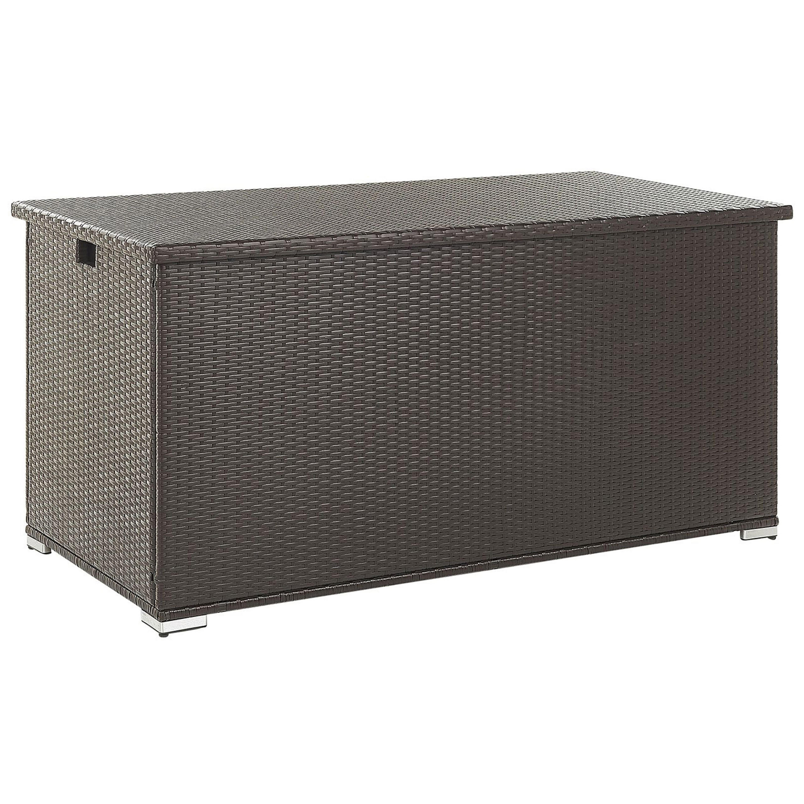 AUFLAGENBOX Rattan braun 155/75 cm Modena - Schwarz/Braun, Kunststoff (155/80/75cm) - Beliani