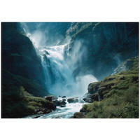 FOTOTAPETE Wasserfall Natur Grün 150x105 cm - Multicolor, Papier (150/105cm) - Wallarena