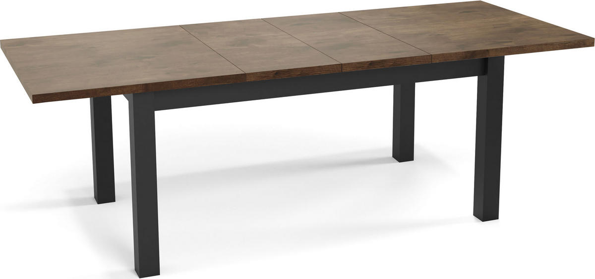 ESSTISCH Davidof rechteckig ausziehbar, Lefkas Eiche 160-240/90/76 cm - Alteiche/Schwarz, Holz/Holzwerkstoff (160/90/76cm) - WFL GROUP