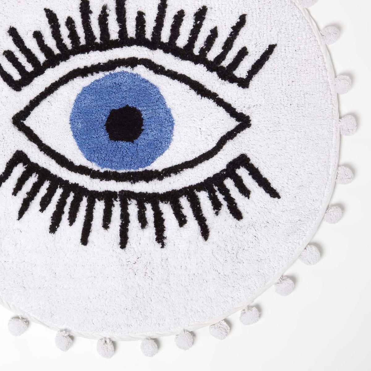 BADEMATTE Eye See You rund 60 cm, Baumwolle - Weiß, Textil (60/60cm) - Homescapes