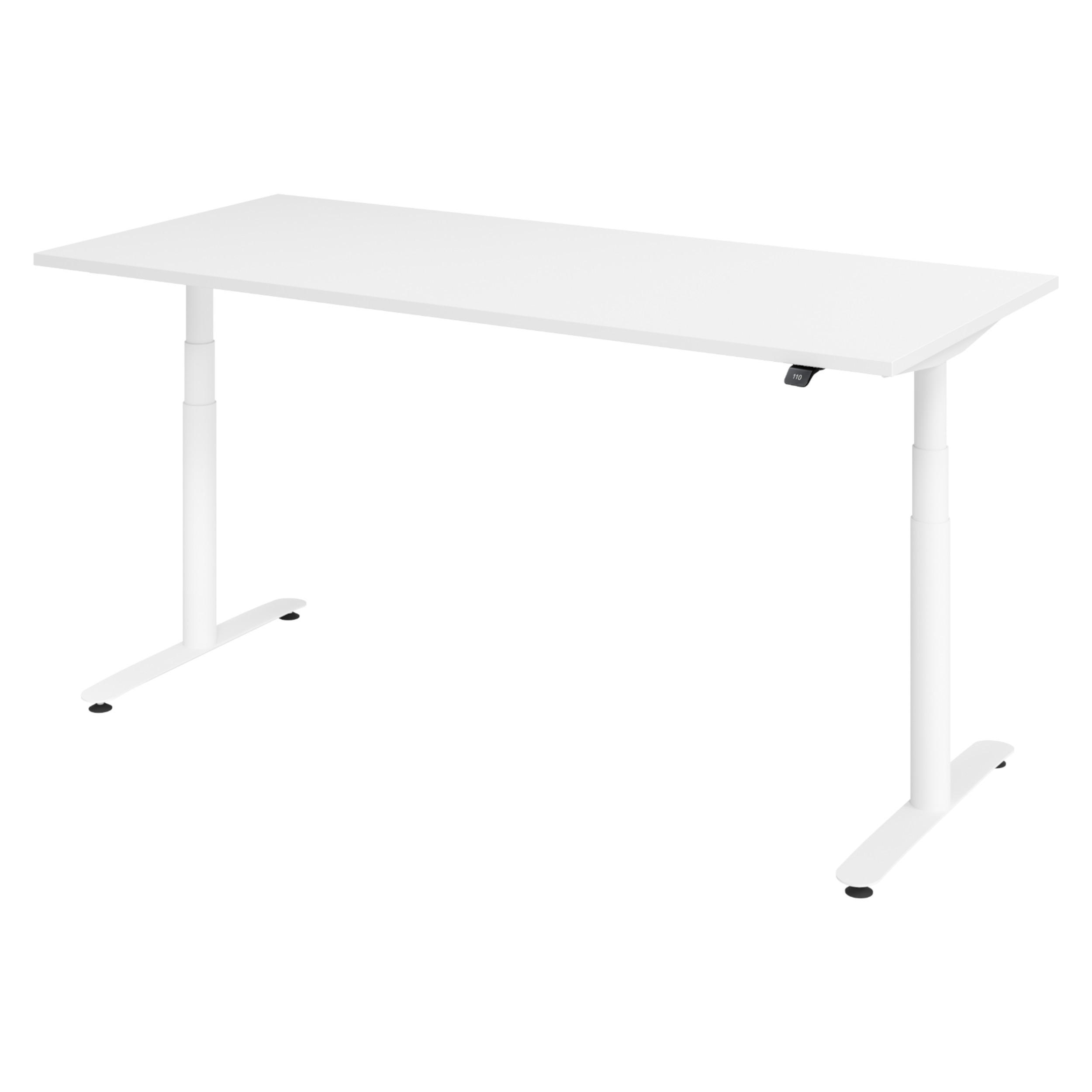 SCHREIBTISCH elektrisch Bluetooth & App XDLR 180/80/72 cm in Weiß/Weiß - Weiß, Holzwerkstoff (180/80/72cm) - bümö